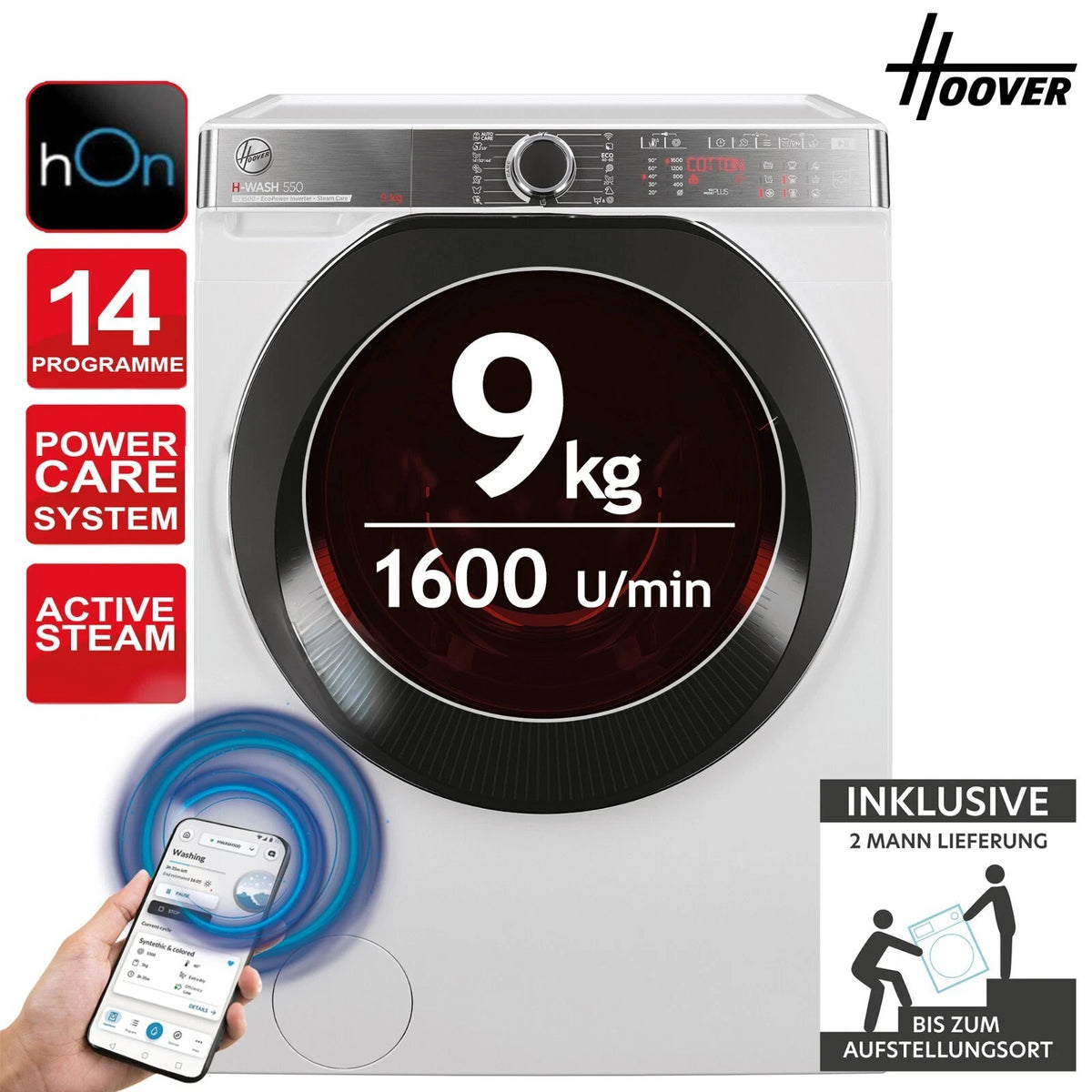 Hoover H5WPB69AMBC/1-S Waschmaschine 9kg – Produktbild 1