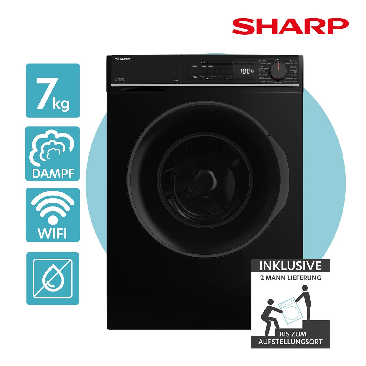 Sharp ES-PRO714BA-DE Waschmaschine 7kg – Produktbild 1