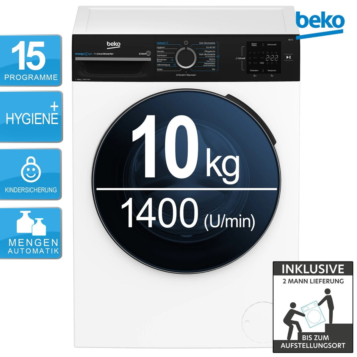 Beko BM3WFU31041R Waschmaschine 10kg – Produktbild 1