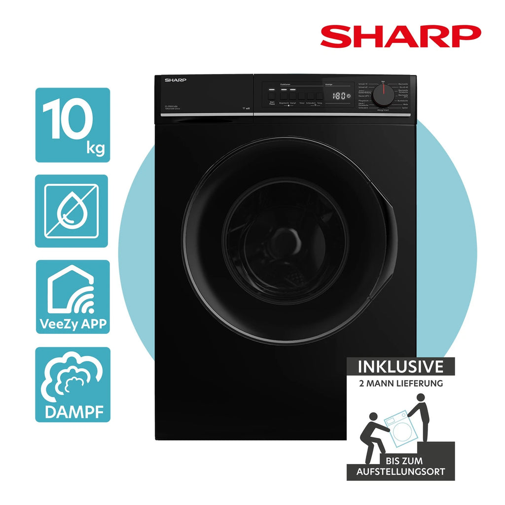Sharp ES-PRO014BA-DE Waschmaschine 10kg Schwarz – Produktbild 1