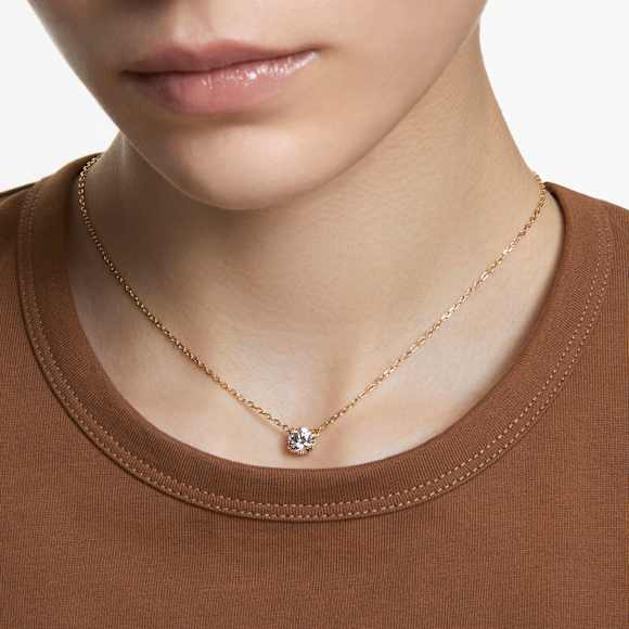 Stilla Anh�nger Rundschliff, Wei�, 18K Goldbeschichtet – 5636703_ms1