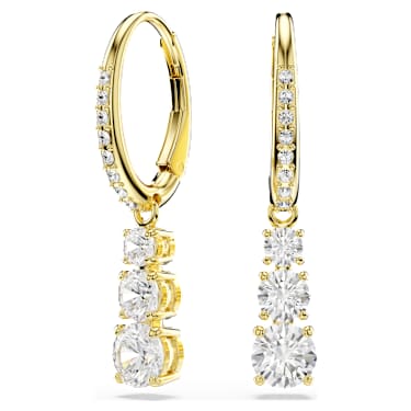Swarovski Stilla Attract Kreolen, Rundschliff, Weiß, 18K Goldbeschichtet – 5723300_01