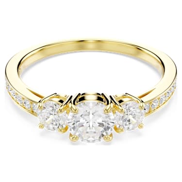 Swarovski Stilla Attract Ring Rundschliff, Weiß, 18K Goldbeschichtet – 5723291_01
