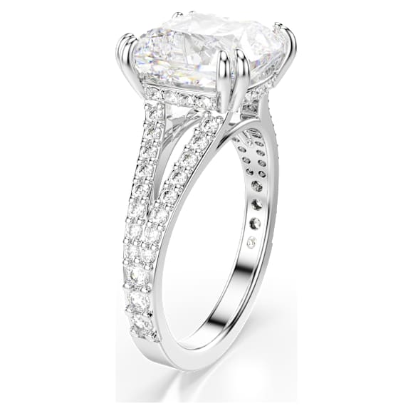 Swarovski Stilla Cocktailring Kissenschliff, Pavé, Weiß, Rhodiniert – 5709901_png_var1