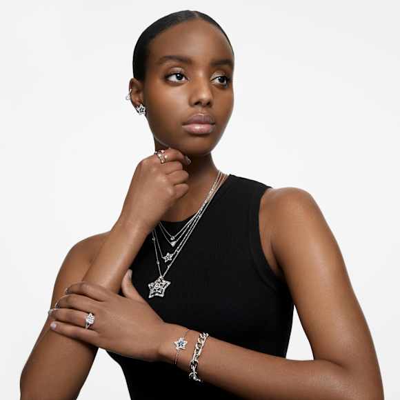 Swarovski Stilla Cocktailring Kissenschliff, Pavé, Weiß, Rhodiniert – 5709901_ms2