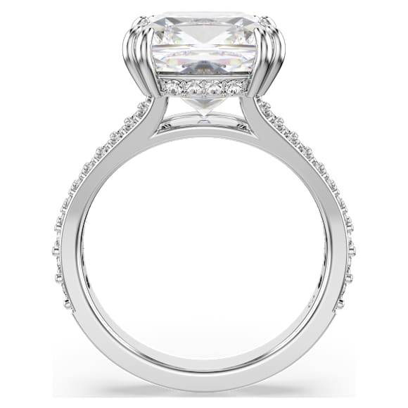 Swarovski Stilla Cocktailring Kissenschliff, Pavé, Weiß, Rhodiniert – 5709901_png_var3