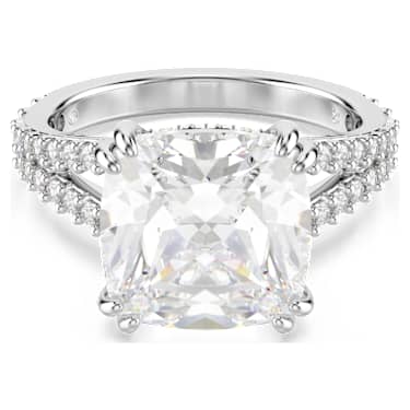 Swarovski Stilla Cocktailring Kissenschliff, Pavé, Weiß, Rhodiniert – 5709901_01