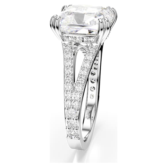Swarovski Stilla Cocktailring Kissenschliff, Pavé, Weiß, Rhodiniert – 5709901_png_var2