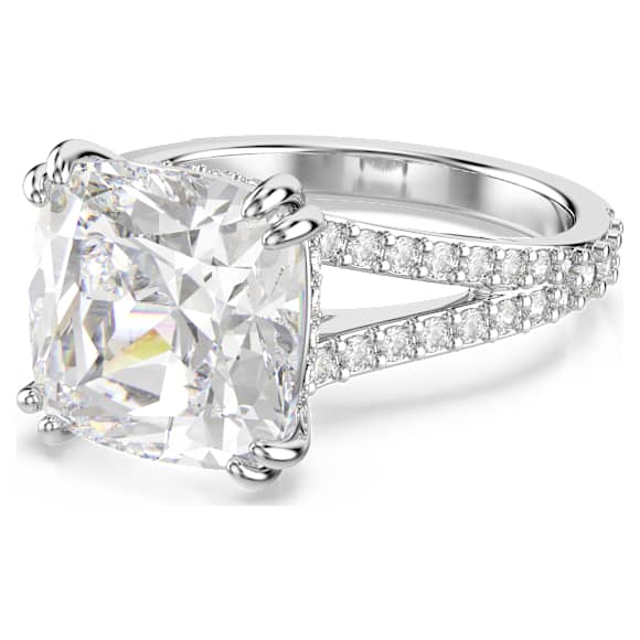 Swarovski Stilla Cocktailring Kissenschliff, Pavé, Weiß, Rhodiniert – 5709901_png