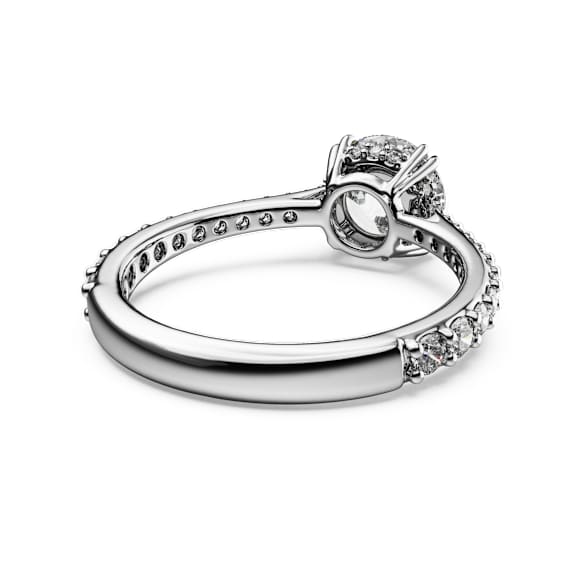 Swarovski Stilla Cocktailring Rundschliff, Pavé, Weiß, Silberfarbenes Finish – 5717932_png_var3