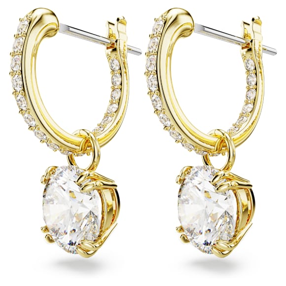 Swarovski Stilla Drop-Ohrhänger, Rundschliff, Weiß, 18K Goldbeschichtet – 5638802_png_var2