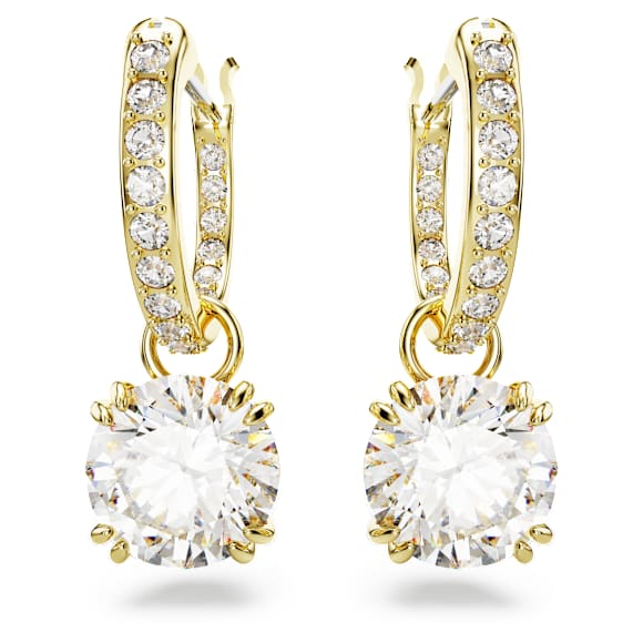 Swarovski Stilla Drop-Ohrhänger, Rundschliff, Weiß, 18K Goldbeschichtet – 5638802_png_var1