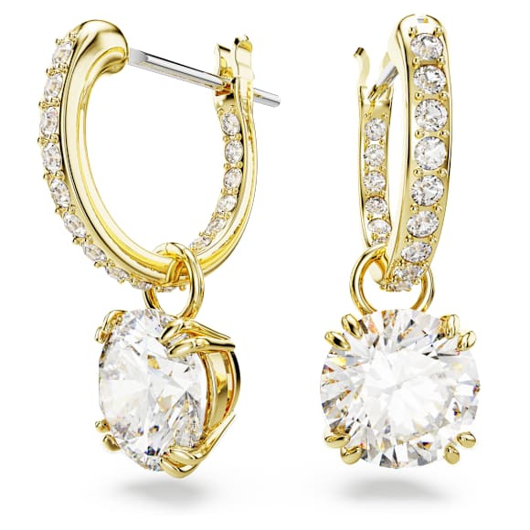 Swarovski Stilla Drop-Ohrhänger, Rundschliff, Weiß, 18K Goldbeschichtet – 5638802_png