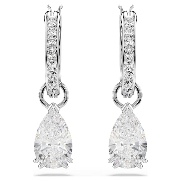 Swarovski Stilla Drop-Ohrhänger, Tropfenschliff, Rundschliff, Weiß, Rhodiniert – 5636716_png_var1