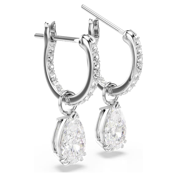Swarovski Stilla Drop-Ohrhänger, Tropfenschliff, Rundschliff, Weiß, Rhodiniert – 5636716_png_var2