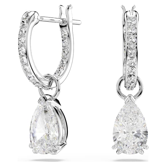 Swarovski Stilla Drop-Ohrhänger, Tropfenschliff, Rundschliff, Weiß, Rhodiniert – 5636716_png