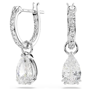 Swarovski Stilla Drop-Ohrhänger, Tropfenschliff, Rundschliff, Weiß, Rhodiniert – 5636716_01