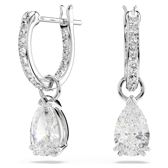 Swarovski Stilla Drop-Ohrhänger, Tropfenschliff, Rundschliff, Weiß, Rhodiniert – 5636716_png_var4