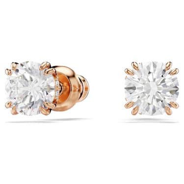 Swarovski Stilla Ohrstecker, Rundschliff, Weiß, 18K Roségoldbeschichtet – 5638801_01
