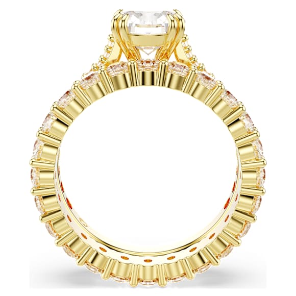 Swarovski Stilla Ring Set (2), Rundschliff, Weiß, 18K Goldbeschichtet – 5693506_png_var3