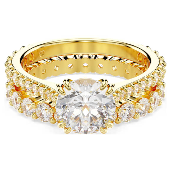 Swarovski Stilla Ring Set (2), Rundschliff, Weiß, 18K Goldbeschichtet – 5693506_png