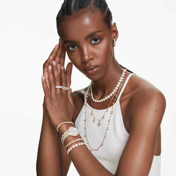 Swarovski Stilla Ring Set (2), Rundschliff, Weiß, 18K Goldbeschichtet – 5693506_ms2
