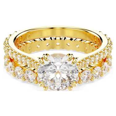 Swarovski Stilla Ring Set (2), Rundschliff, Weiß, 18K Goldbeschichtet – 5693506_01