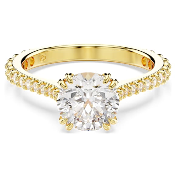 Swarovski Stilla Ring Set (2), Rundschliff, Weiß, 18K Goldbeschichtet – 5693506_png_var5