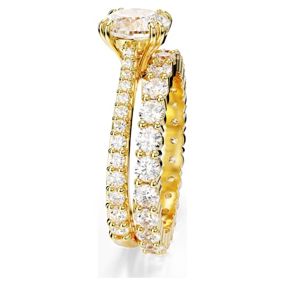 Swarovski Stilla Ring Set (2), Rundschliff, Weiß, 18K Goldbeschichtet – 5693506_png_var2