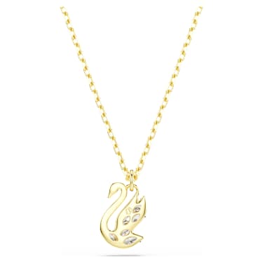 Swan Anh�nger Verschiedene Schliffe, Schwan, Wei�, 18K goldbeschichtet – 5754626_png_var4