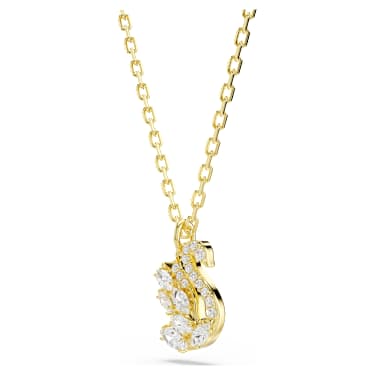 Swan Anh�nger Verschiedene Schliffe, Schwan, Wei�, 18K goldbeschichtet – 5754626_png_var2