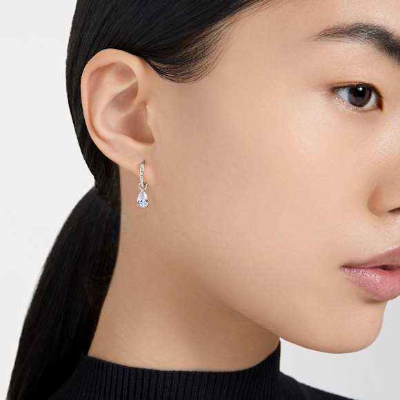 Swarovski Stilla Drop-Ohrhänger, Tropfenschliff, Rundschliff, Weiß, Rhodiniert – 5636716_ms1