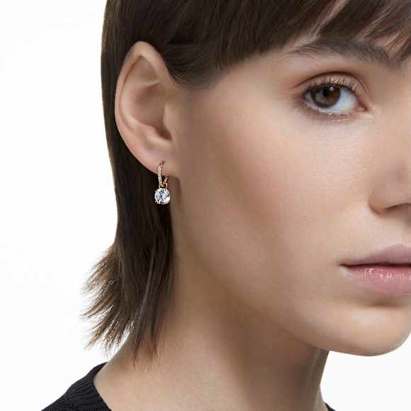 Swarovski Stilla Drop-Ohrhänger, Rundschliff, Weiß, 18K Goldbeschichtet – 5638802_ms1