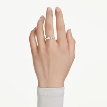 Stilla Attract Ring Rundschliff, Weiß, 18K Goldbeschichtet