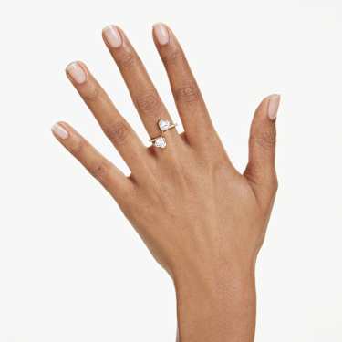 Mesmera Offener Ring Herzschliff, Pavé, Weiß, 18K Goldbeschichtet