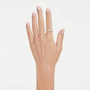 Swarovski Classica Bandring Rundschliff, Weiß, Sterlingsilber, 18K goldbeschichtet