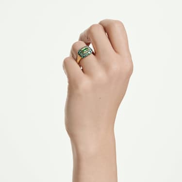 Sublima Cocktailring Oktagon-Schliff, Grün, 18K goldbeschichtet