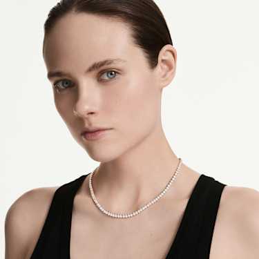 Matrix Tennis Halskette Rundschliff, Weiß, 18K roségoldbeschichtet