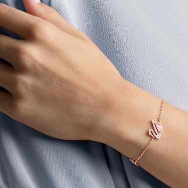 Swarovski Swan Armband – Schwan, rosa, 18K roségoldbeschichtet