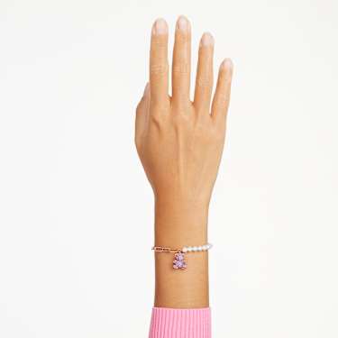 Swarovski Teddy Armband – Kristallperle, Bär, rosa, 18K roségoldbeschichtet