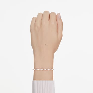 Swarovski Matrix Armband – Kristallperle, weiß, 18K roségoldbeschichtet