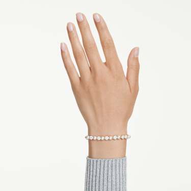 Swarovski Matrix Tennis Armband – Kristallperle, weiß, 18K goldbeschichtet