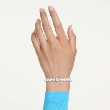 Swarovski Matrix Armband – Kristallperle, weiß, rhodiniert