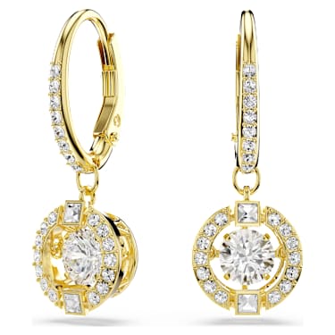 Swarovski Una Angelic Drop-Ohrhänger, Rundschliff, Weiß, 18K goldbeschichtet – 5758095_01