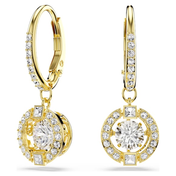 Swarovski Una Angelic Drop-Ohrhänger, Rundschliff, Weiß, 18K goldbeschichtet – 5758095_png