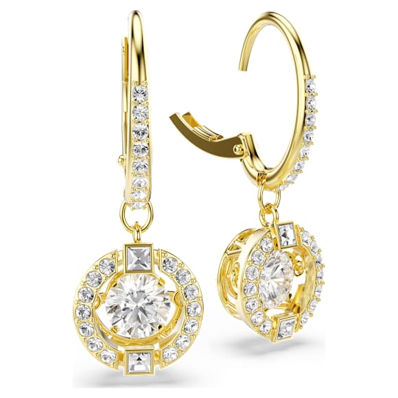 Swarovski Una Angelic Drop-Ohrhänger, Rundschliff, Weiß, 18K goldbeschichtet – 5758095_png_var2