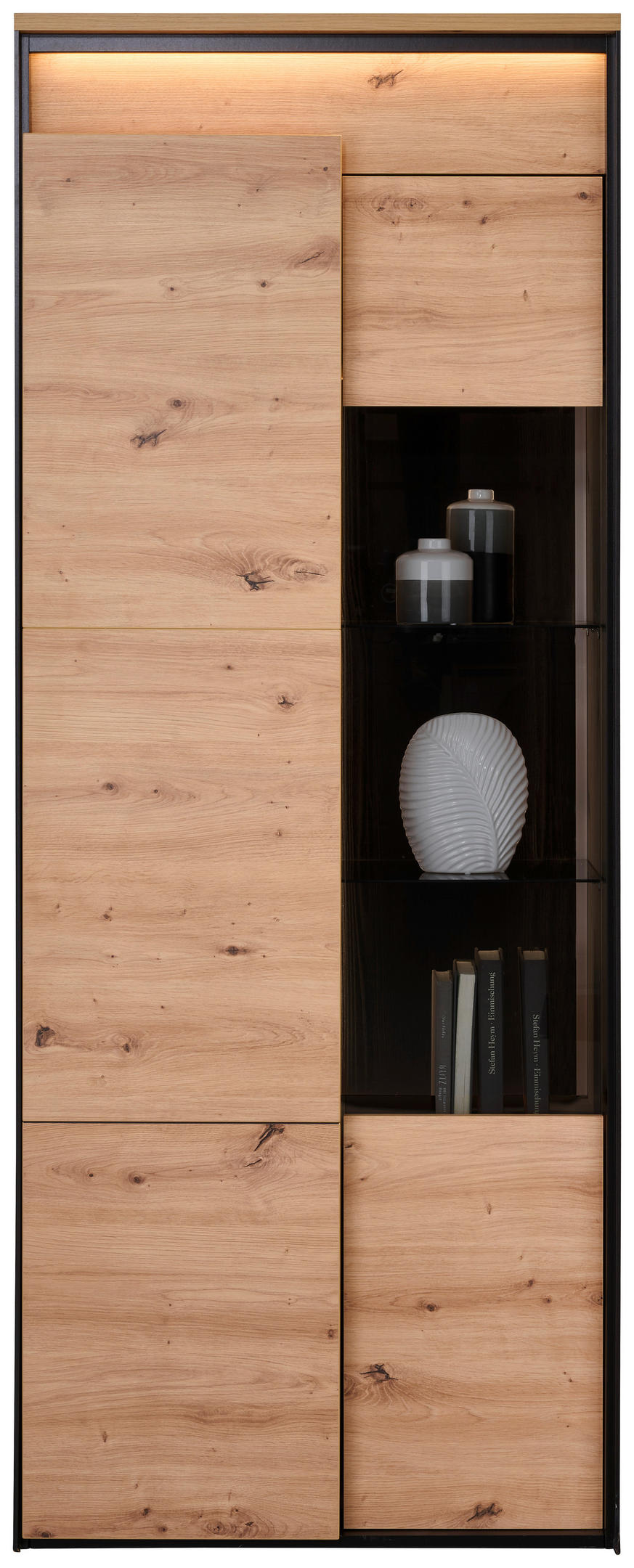Hom`in VITRINE in Schwarz, Eiche Artisan