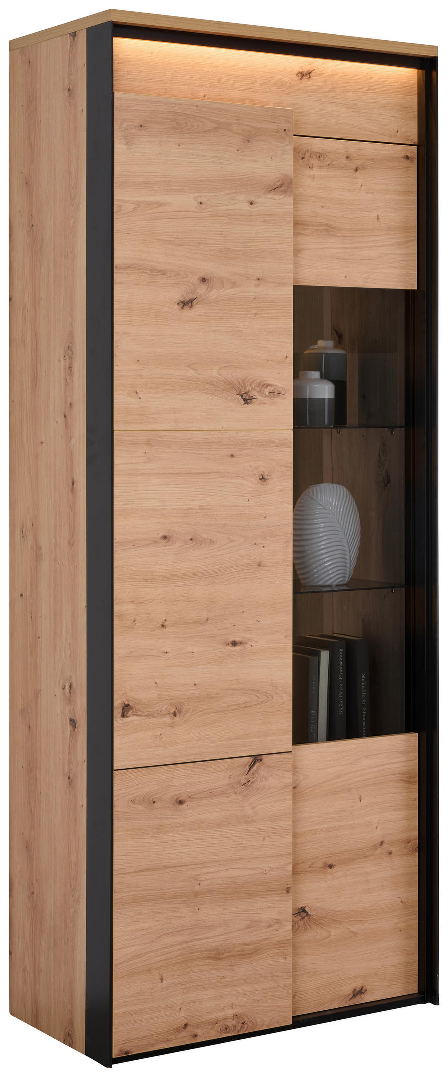Hom`in VITRINE in Schwarz, Eiche Artisan