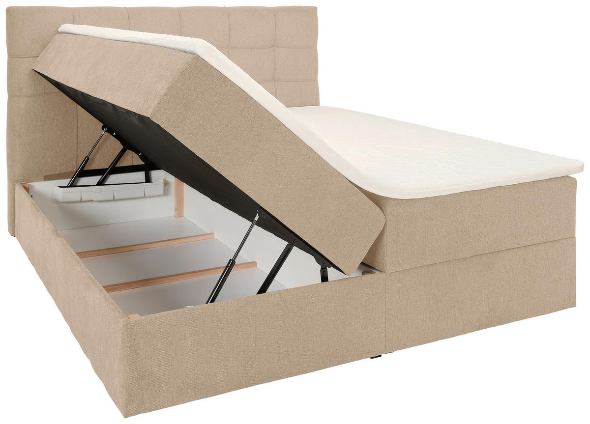 Boxxx BOXBETT 180/200 cm, in Creme, Bettkasten, Topper, H3 + H3 = fest