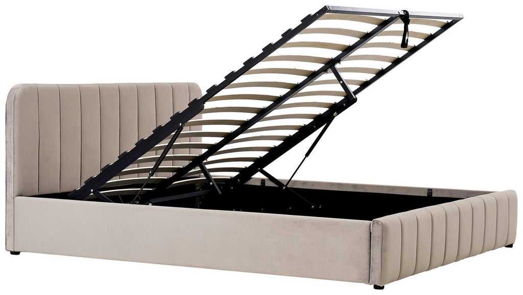 Boxxx POLSTERBETT 180/200 cm, in Beige, gepolstertes Kopfteil, Lattenrost, Bettkasten,